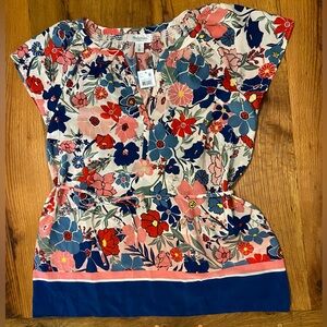 Motherhood Maternity NWT Tunic Top, Beautiful Pink, Red & Blue Floral Print, Med